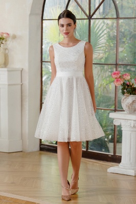 Elegant Sleeveless Ivory Chiffon Knee length Formal Dress Sequins Short Party Wear Dress_1