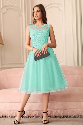 Tea-Length A-line Lace Appliques Beaded Party Dresses Sleeveless Short Homecoming Dresses_13