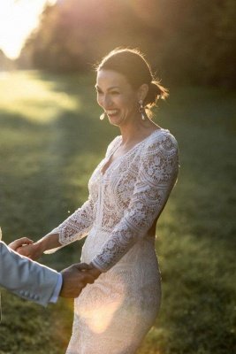 Vestidos de novia estilo boho Aline con mangas largas y corte sirena_6