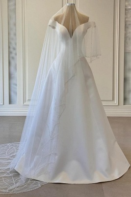 Elegant Off-the-Shoulder Satin Aline Wedding Dress Sleeveless Bridal Dress