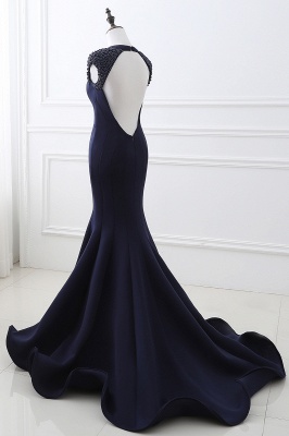 CAMILLA | Mermaid V-Neck Dark Navy Prom Dresses with Beading_5