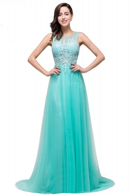 ABRIL | A-line Court Train Tulle Evening Dress with Appliques_33