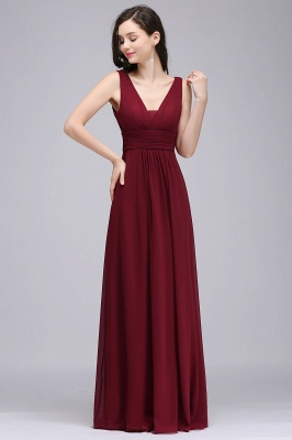 ALEXA | Sheath V Neck Burgundy Chiffon Long Evening Dresses_3