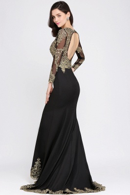 AMANDA | Mermaid Scoop Floor Length Black Elegant Evening Dresses with Appliques_3