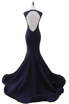 CAMILLA | Mermaid V-Neck Dark Navy Prom Dresses with Beading_3