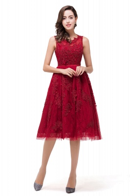 DANA | A-Line Knee-Length Red Lace Tull Prom Dresses with sequins_2