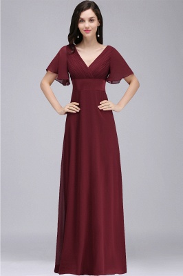 COLETTE | A-line Floor-length Chiffon Burgundy Prom Dress with Soft Pleats_7