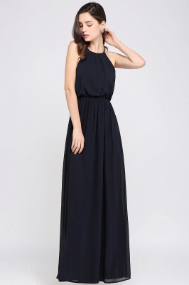 CHEYENNE | A-line Floor-length Chiffon Navy Blue Simple Prom Dress_15