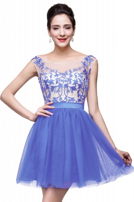 ELIZA | A-line Sleeveless Bateau Short Tulle Appliques Prom Dresses_3