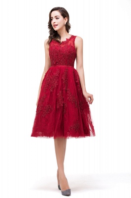 DANA | A-Line Knee-Length Red Lace Tull Prom Dresses with sequins_7