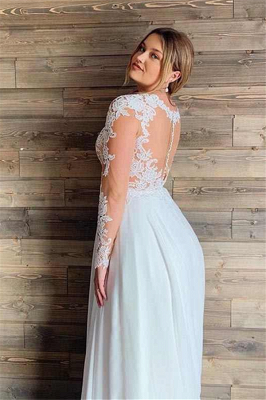 Gorgeous V-Neck Long Sleeves Lace Ruffles Wedding Dresses_2