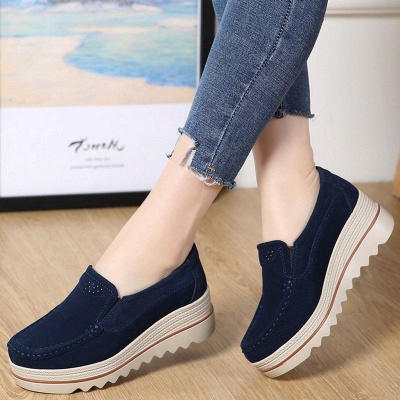 Casual Round Toe Leather Flat Heel Loafers_3