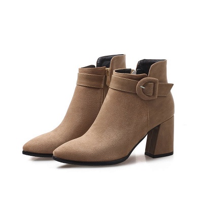 Daily Chunky Heel Suede Round Toe Boot_1