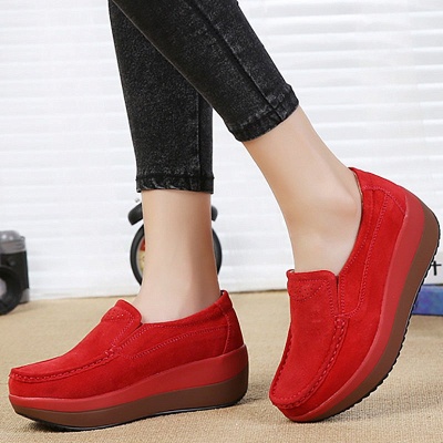 Wedge Heel Daily Round Toe Casual Loafers_1