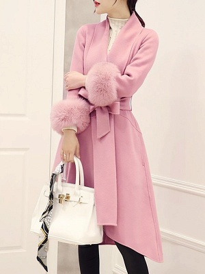 High Low Bow Asymmetric Solid Fur And Shearling Coats_2