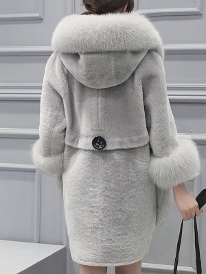 Buttoned Pockets Fluffy Paneled Fur and Shearling Coat_5