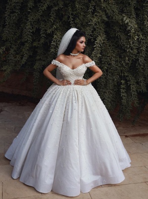 Off The Shoulder Beads Appliques Wedding Dresses 2021 | Princess Sexy Ball Gown Royal Wedding Dress_4