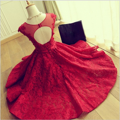 Delicate Red Lace AppliquesSexy Short Homecoming Dresses Mini with Cap Sleeve_3