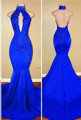 SALLY | Mermaid Floor Length Halter Keyhole Neckline Sequined Prom Dresses_2